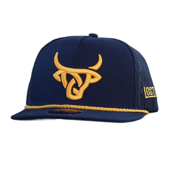 LOST CALF NAVY 3D YELLOW LOGO - HATS CAP  - ROPE HAT NAVY
