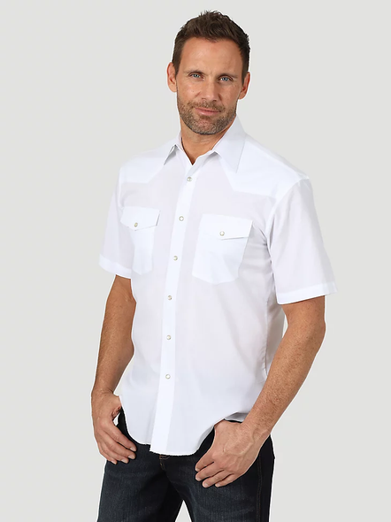 WRANGLER SPORT WHITE WESTERN SNAP SHIRT - MENS SHIRT  - 71106WH