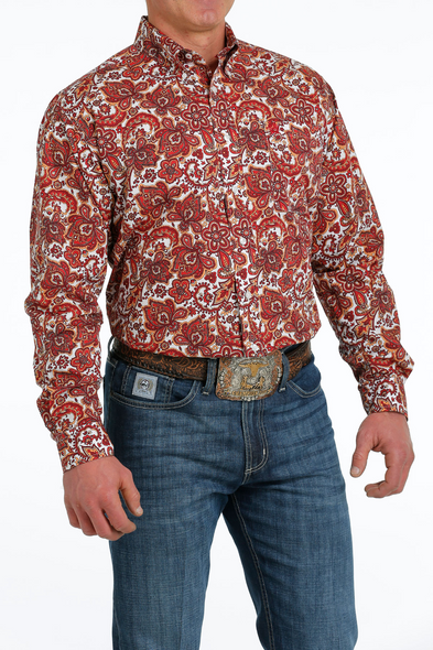 CINCH BARN RED PAISLEY PRINT - MENS SHIRT  - MTW1105523