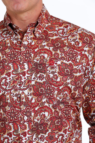 CINCH BARN RED PAISLEY PRINT - MENS SHIRT  - MTW1105523