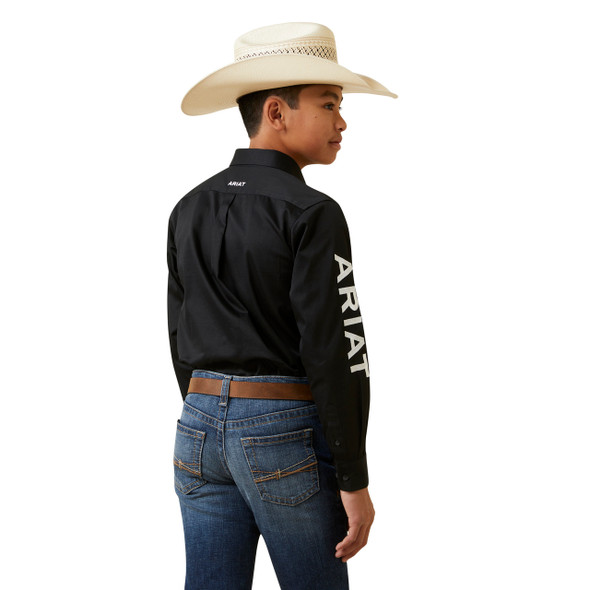 ARIAT TEAM LOGO TWILL BLACK WHITE - KIDS BOYS SHIRT COR - 10045426