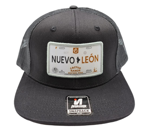 CACTUS RANCH NUEVO LEON LICENSE PLATE BLACK - HATS CAP  - NVLBLKBLKFLAT