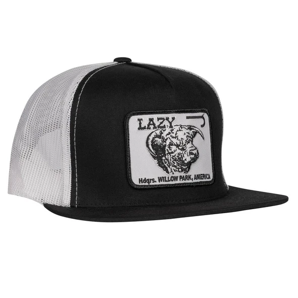 LAZY J RANCH WEAR CATTLE HEADQUARTERS BLACK 4" - HATS CAP  - BLKWHT4WILL