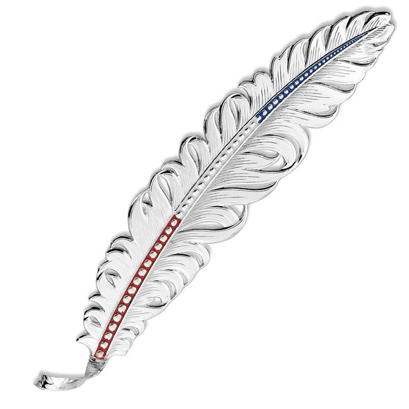 MONTANA SILVERSMITHS FEATHER SILVER RED WHITE BLUE - HATS ADD-ONS  - HF4059RWB
