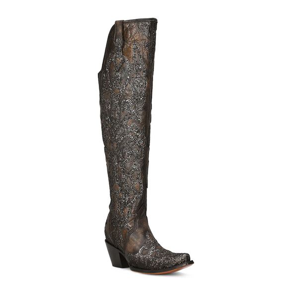 CORRAL BLACK GLITTER OVERLAY TALL TOP - BOOT LADIES  - C3926