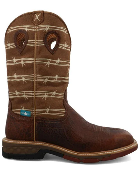 TWISTED X BARBWIRE BROWN ALLOY TOE - BOOT MENS WORK - MXBAW05