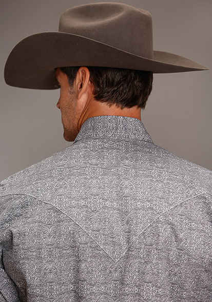 STETSON SHADOW MEDALLION SNAP GREY - MENS SHIRT  - 11-001-0425-4006GY
