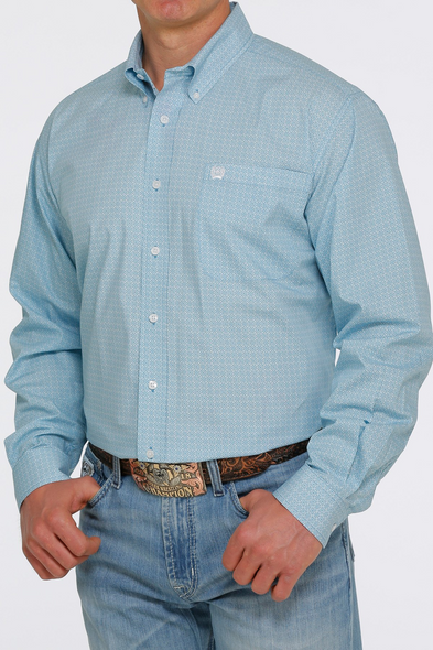 CINCH LIGHT BLUE  MEDALLION PRINT - MENS SHIRT  - MTW1105417