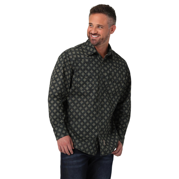 WRANGLER BLACK GEOMETRIC PRINT - MENS SHIRT  - 112330791