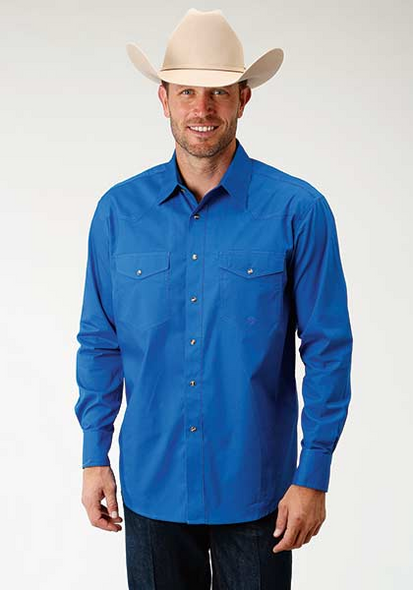 ROPER ROYAL BLUE SNAP SOLID POPLIN - MENS SHIRT  - 3-01-265-1031BU