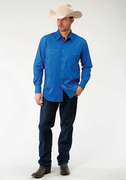 ROPER ROYAL BLUE SNAP SOLID POPLIN - MENS SHIRT  - 3-01-265-1031BU