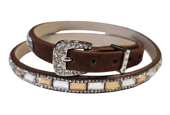 CACTUS RANCH BROWN HATBAND WITH RHINESTONES - HATS ADD-ONS  - HB1012BRN