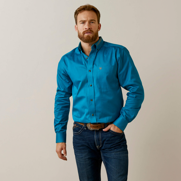 ARIAT TEAM LOGO TWILL TURQUOISE - MENS SHIRT  - 10045026