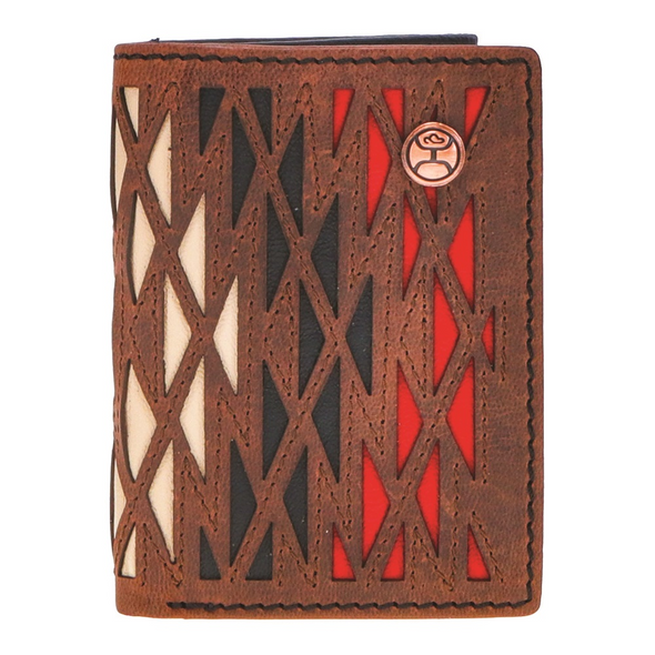 HOOEY LASER CUT AZTEC PRINT TRIFOLD - ACCESSORIES WALLET  - HTF012-CRRD