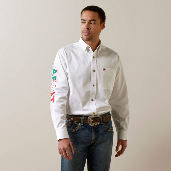ARIAT TEAM LOGO TWILL MEXICO WHITE - MENS SHIRT COR - 10040911