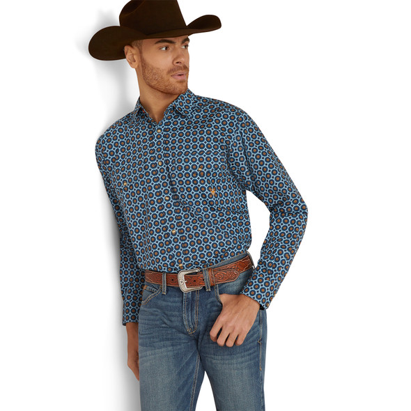 ARIAT GORDY CLASSIC FIT BLUE PRINT - MENS SHIRT  - 10046529