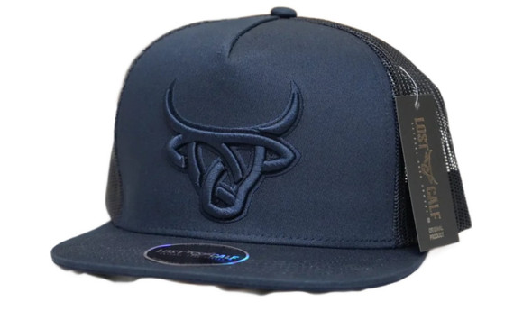 LOST CALF NAVY 3D STITICH LOGO - HATS CAP  - INDIGO