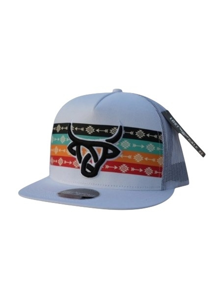 LOST CALF AZTEC PRINT ARROW WHITE MESH - HATS CAP  - ARROW WHITE FLAT