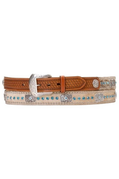 NOCONA CALF HAIR BELT BLUE RHINESTONE - ACCESSORIES BELT MEN - N2442148