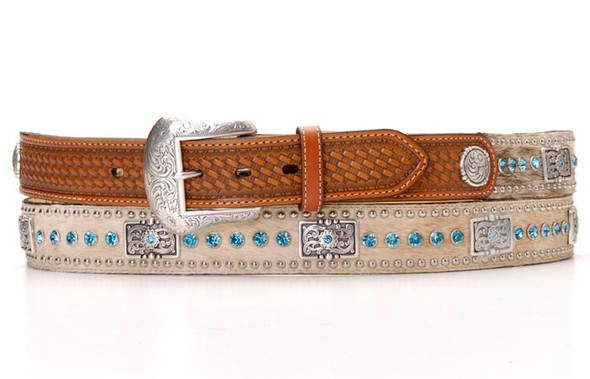 NOCONA CALF HAIR BELT BLUE RHINESTONE - ACCESSORIES BELT MEN - N2442148