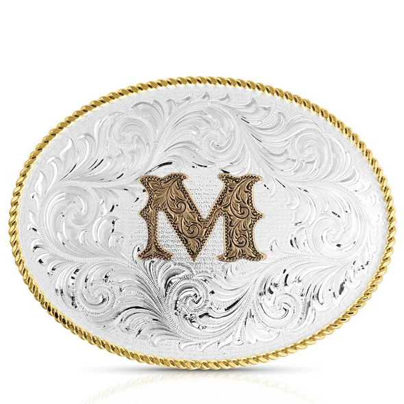 MONTANA SILVERSMITHS TWO TONE INITIAL BUCKLE - M - ACC BUCKLE  - 1255M