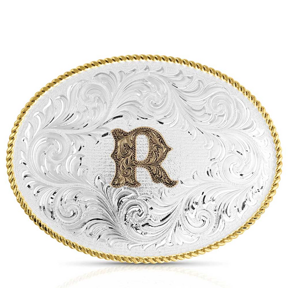 MONTANA SILVERSMITHS TWO TONE INITIAL BUCKLE - R - ACC BUCKLE  - 1255R