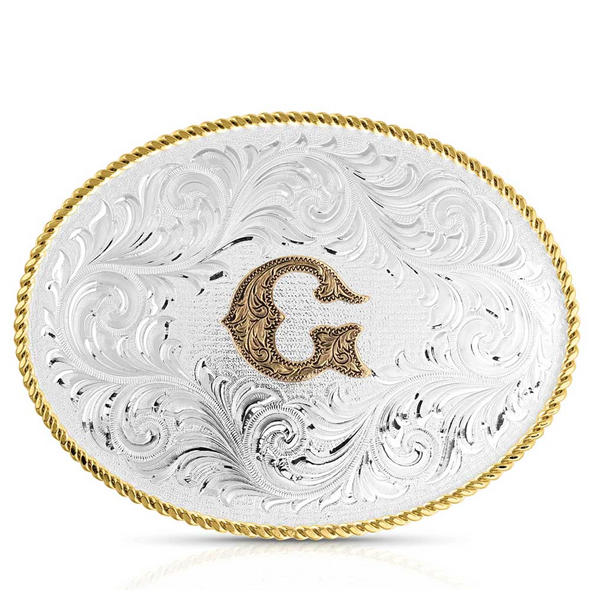 MONTANA SILVERSMITHS TWO TONE INITIAL BUCKLE - G - ACC BUCKLE  - 1255G