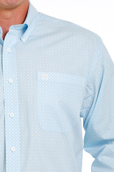 CINCH LIGHT BLUE GEOMETRIC PRINT - MENS SHIRT  - MTW1105630