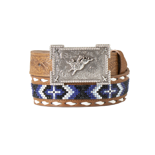 3-D BELT EMBOSSED BEADED INLAY BLUE - ACCESSORIES BELT KIDS - D120003327