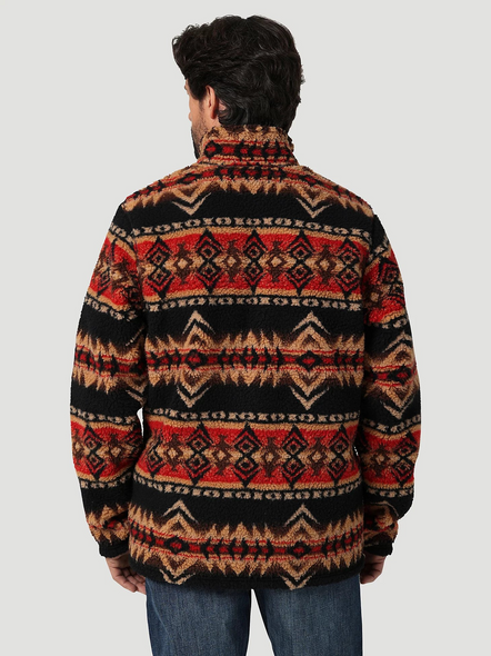 WRANGLER SHERPA 1/4 ZIP AZTEC RED - MEN SWEATER  - 112335694