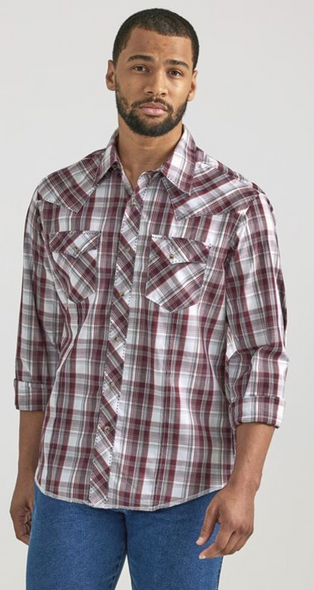 WRANGLER RED AND WHITE PLAID - MENS SHIRT  - 112337993