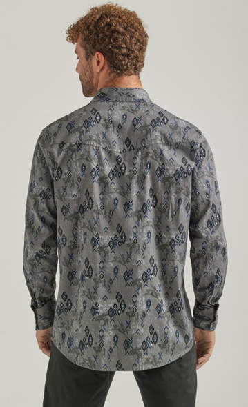 WRANGLER COCONUT COWBOY GREY PRINT - MENS SHIRT  - 112338177