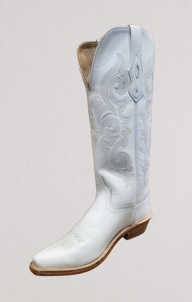 OLD WEST WESTERN WHITE LEATHER COWBOY - BOOT LADIES  - TS1552