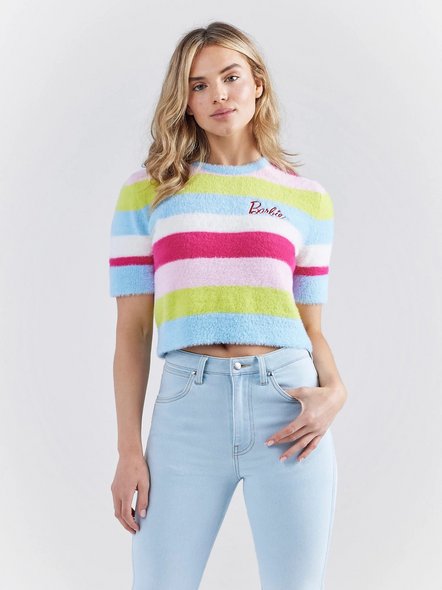 WRANGLER BARBIE FUZZY CROPPED STRIPES - LADIES SHIRT  - 112344809