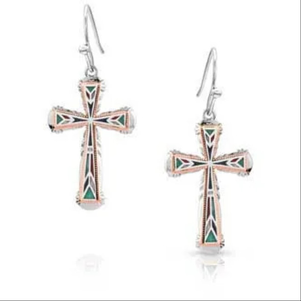 MONTANA SILVERSMITHS WESTERN MOSAIC CROSS - ACCESSORIES JEWELRY EARRINGS - ER5688