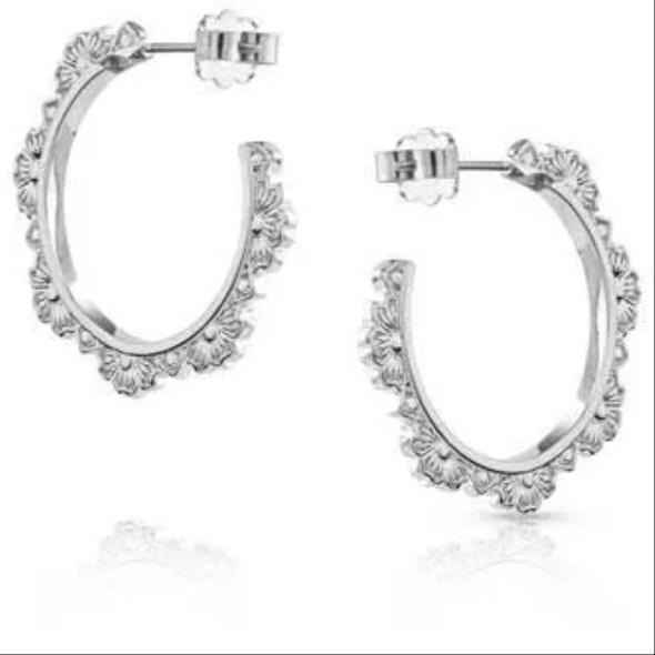 MONTANA SILVERSMITHS FLORAL EDGE HOOP - ACCESSORIES JEWELRY EARRINGS - ER5713