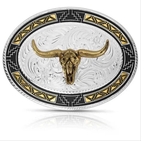 MONTANA SILVERSMITHS SOUTHWEST EDGE LONGHORN - ACC BUCKLE  - 50310-974XL