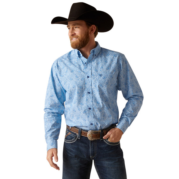 ARIAT PHINEAS FITTED CHAMBRAY BLUE - MENS SHIRT  - 10047208