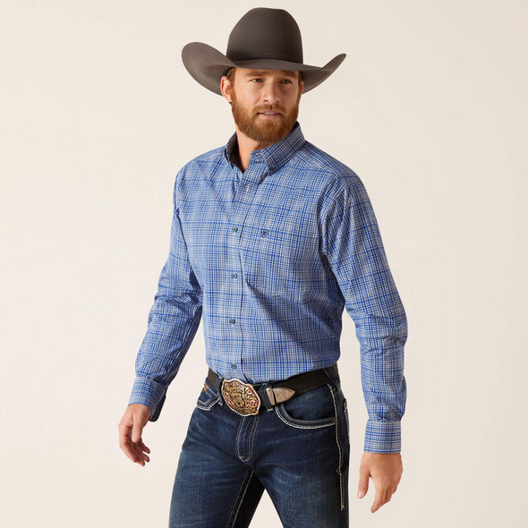 ARIAT PRO SERIES PITT FITTED BLUE - MENS SHIRT  - 10047212