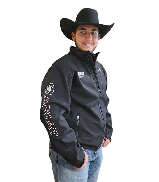 ARIAT LOGO 2.0 SOFTSHELL BLACKMAROON - MENS JACKET  - 10048188