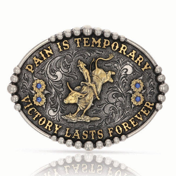 ATTITUDE BY MONTANA SILVERSMITHS PAIN IS TEMPORARY BULL RIDING - ACC BUCKLE  - A829