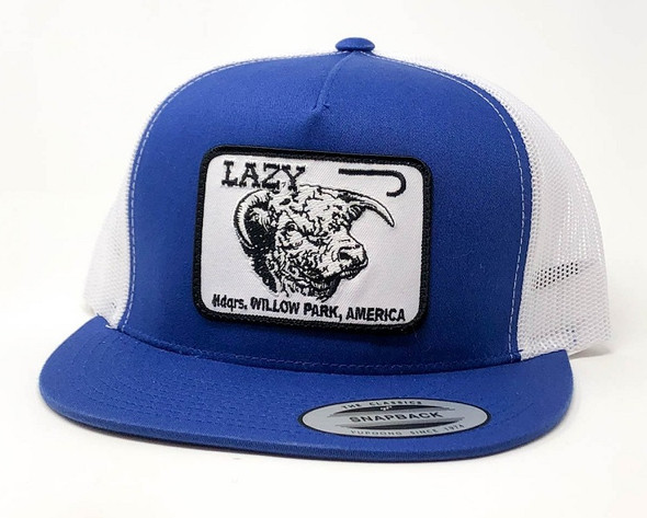 LAZY J BLUE WHITE CATTLE HEADQUARTERS - HATS CAP  - BLUEWHT4WILLOW