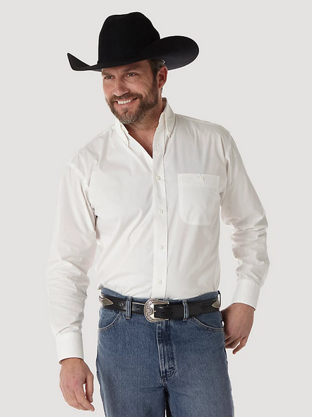 WRANGLER GEORGE STRAIT SOLID WHITE - MENS SHIRT  - 112345801