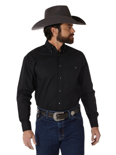WRANGLER GEORGE STRAIT SOLID BLACK - MENS SHIRT  - 112345802