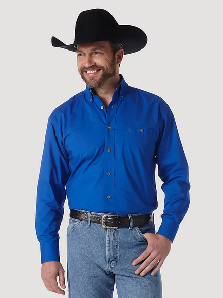 WRANGLER GEORGE STRAIT ROYAL BLUE SOLID - MENS SHIRT  - 112345803