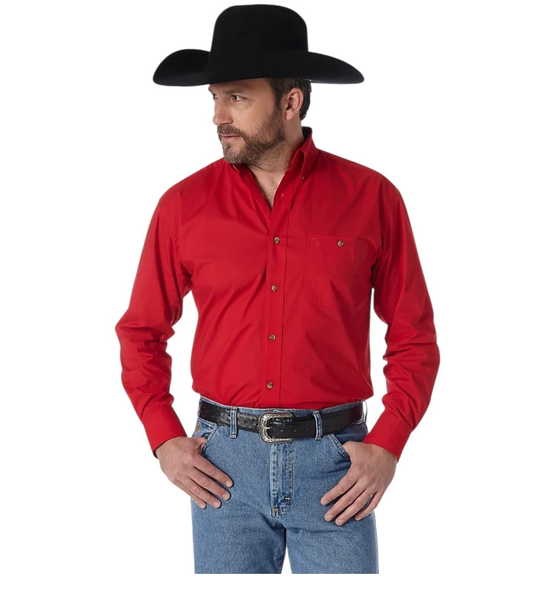 WRANGLER GEORGE STRAIT SOLID RED - MENS SHIRT  - 112345804