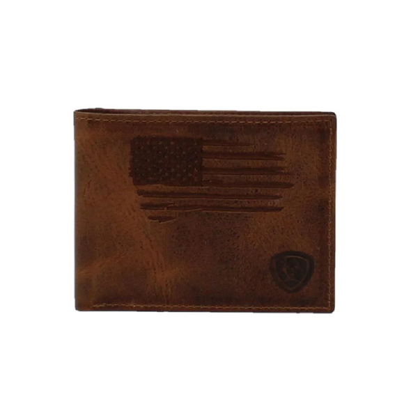 ARIAT BIFOLD STITCH USA FLAG BROWN - ACCESSORIES WALLET  - A3545602
