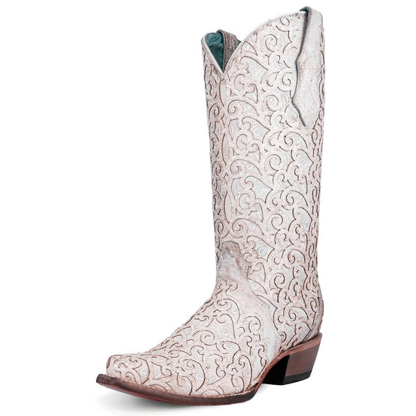 CORRAL WHITE GLITTER OVERLAY TRIAD - BOOT LADIES  - C4050