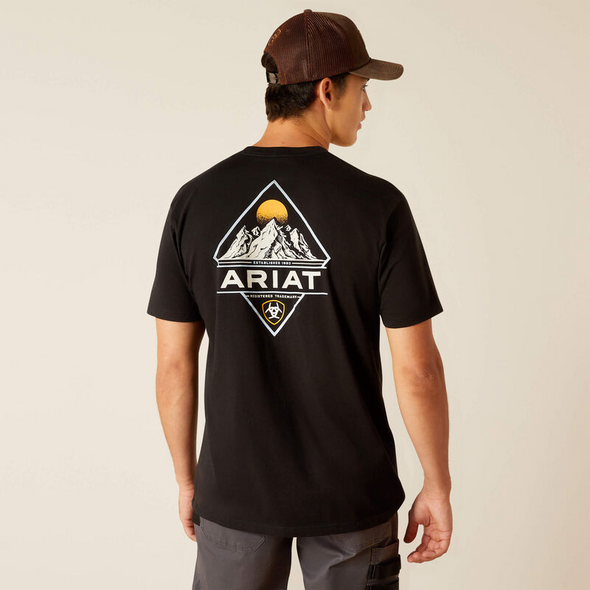ARIAT DIAMOND MOUNTAIN TEE BLACK - MENS TEE  - 10051445