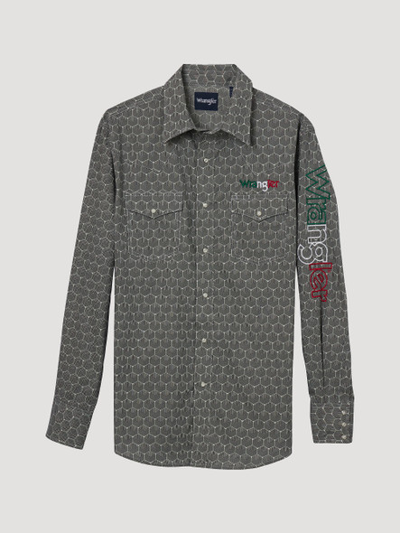 WRANGLER MEXICO LOGO BLACK/WHITE PRINT - MENS SHIRT  - 112344430